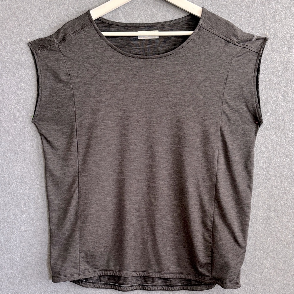 Columbia Cap Sleeve Sports Top  Large Heathered Gray